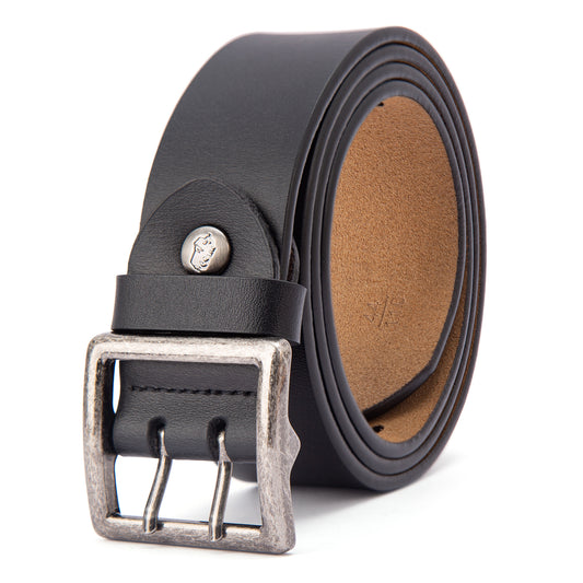 Double Prong Square Buckle Belt Black