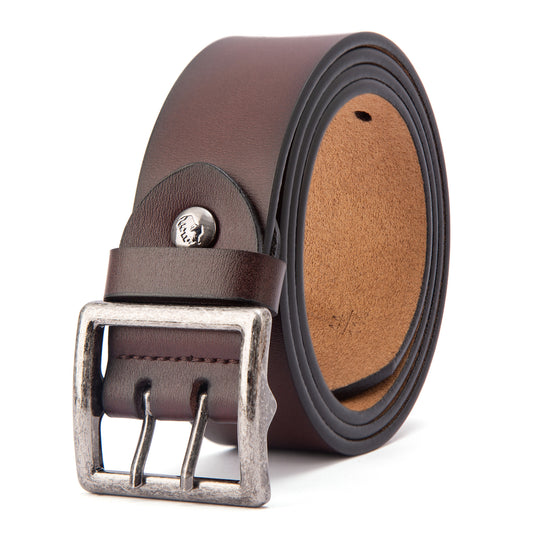 Double Prong Square Buckle Belt Coffee