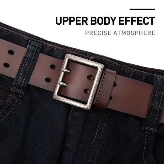 Double Prong Square Buckle Belt Coffee
