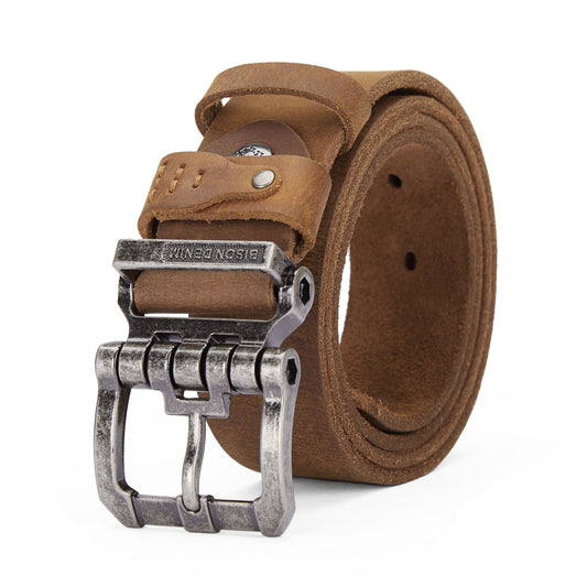 Mens Leather Belt Full Grain-SIlver Buckle