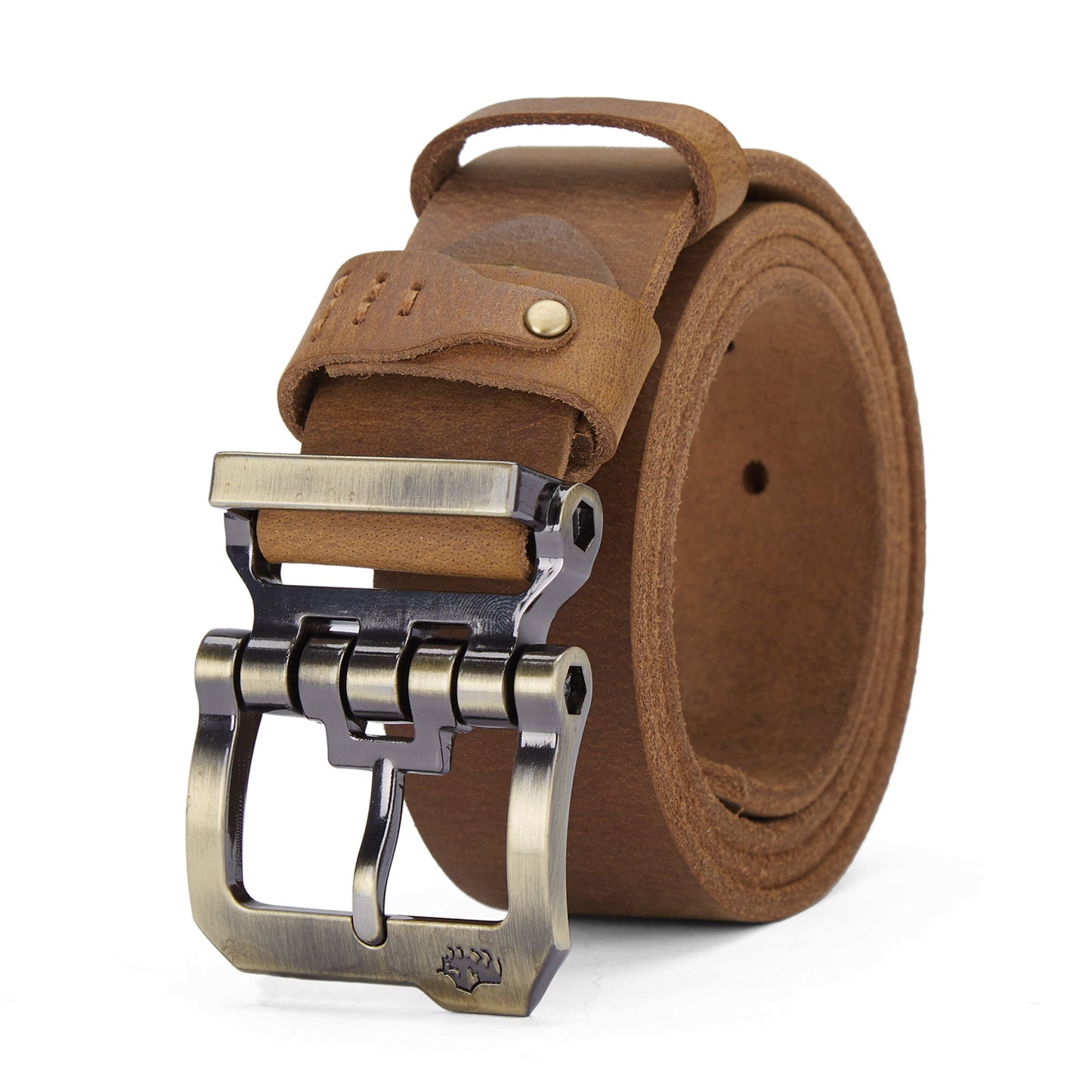 Mens Leather Belt Full Grain-Golden Buckle