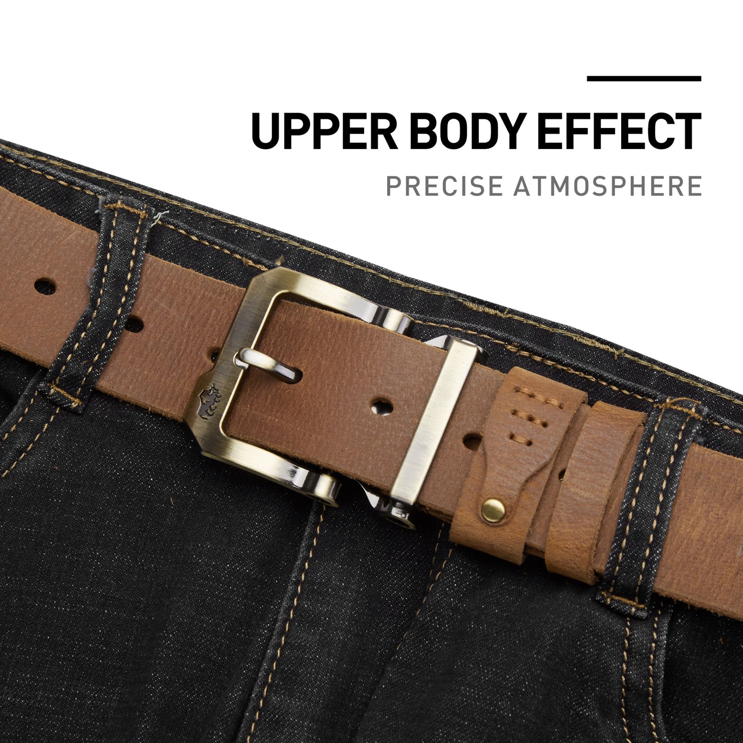 Mens Leather Belt Full Grain-Golden Buckle