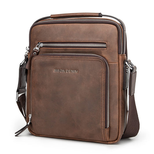 Leather Messenger Bag-Rustic Brown