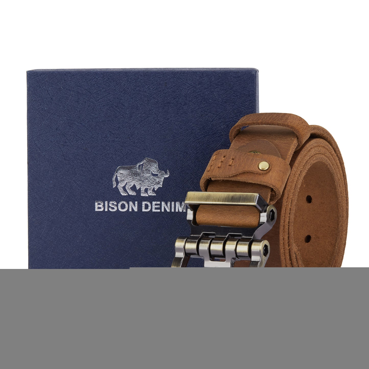 Mens Leather Belt Full Grain-Golden Buckle