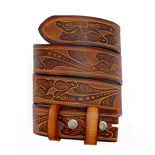 Western Leather Belts without Buckle Brown