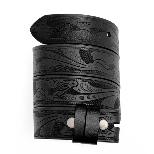 Western Leather Belts without Buckle Black
