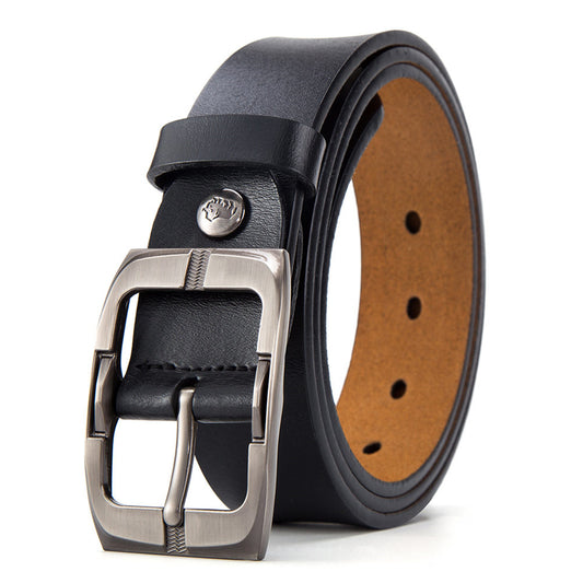 Cow Leather Belt Men With Anti-Scratch Buckle Black