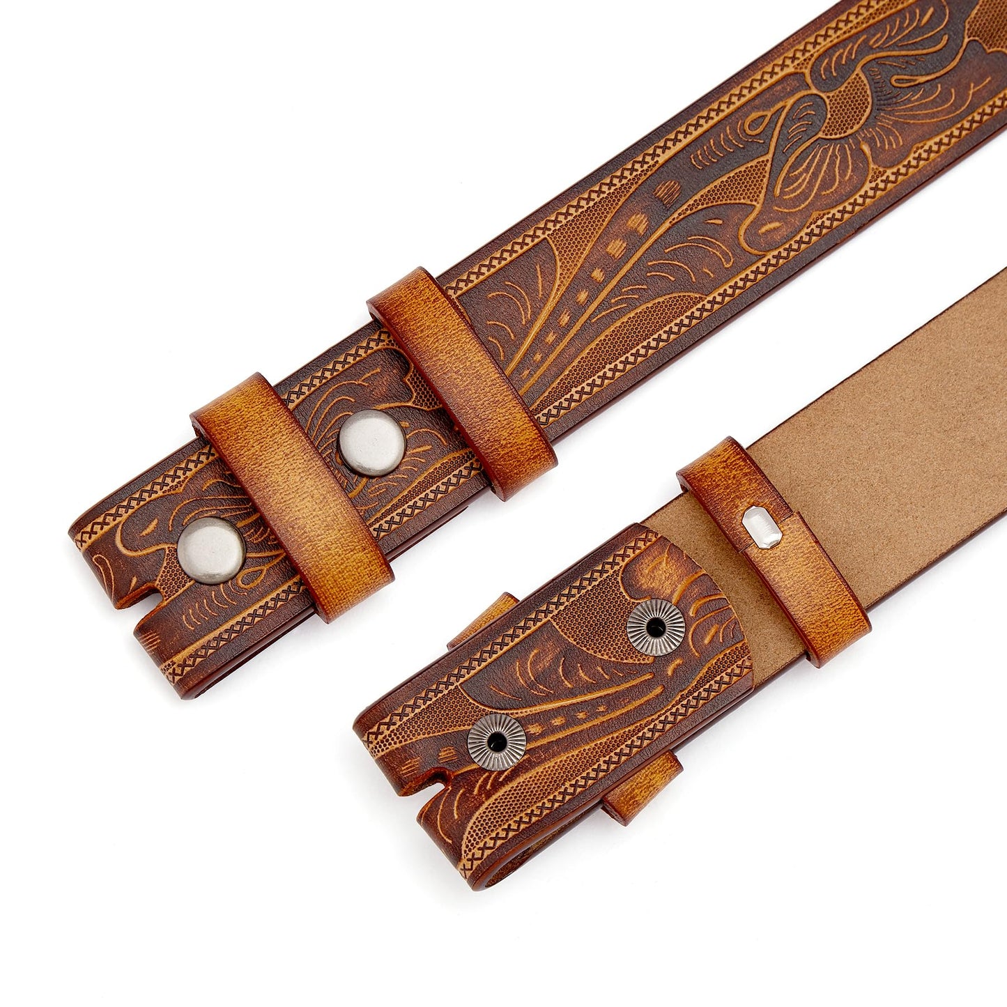 Western Leather Belts without Buckle Brown