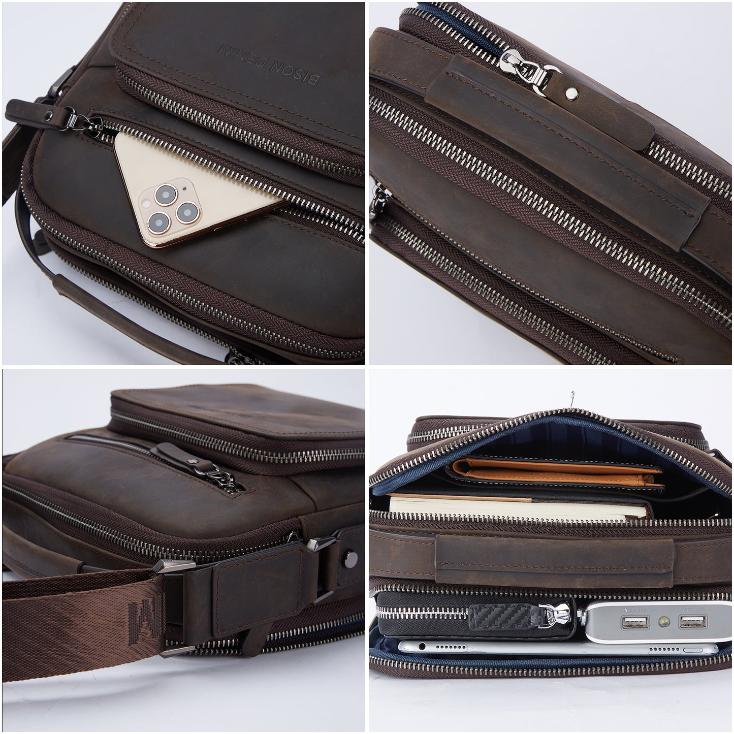 Leather Messenger Bag-Vintage Coffee