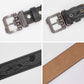 Flora Embossed Leather Belt Black